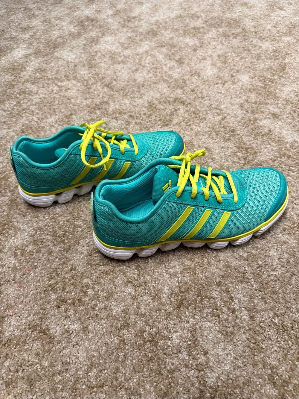 adidas Teal and Yellow Kids Athletic Shoes